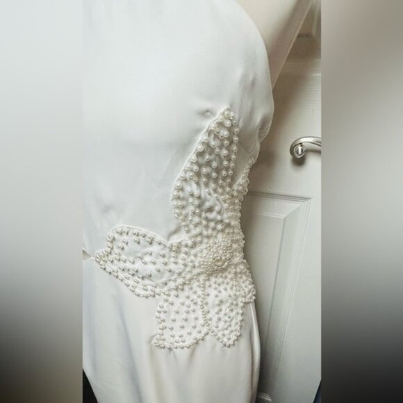 Avec Les Filles White Halter-Neck Floral Appliqué Midi Dress Size 12 NWT - Picture 7 of 9